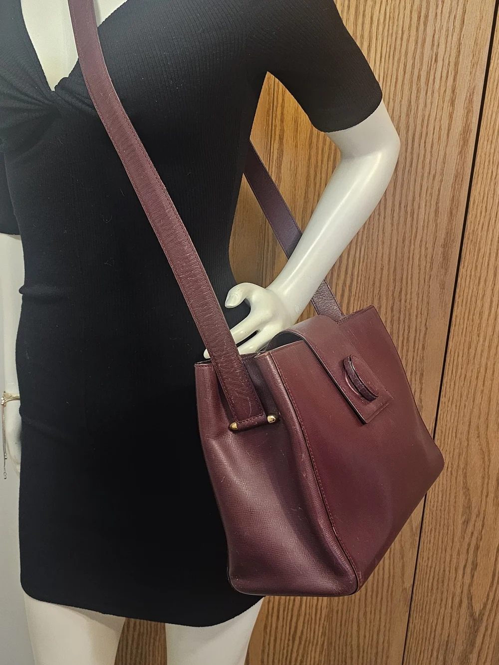 Cartier Deep Burgundy Leather Crossbody Bag